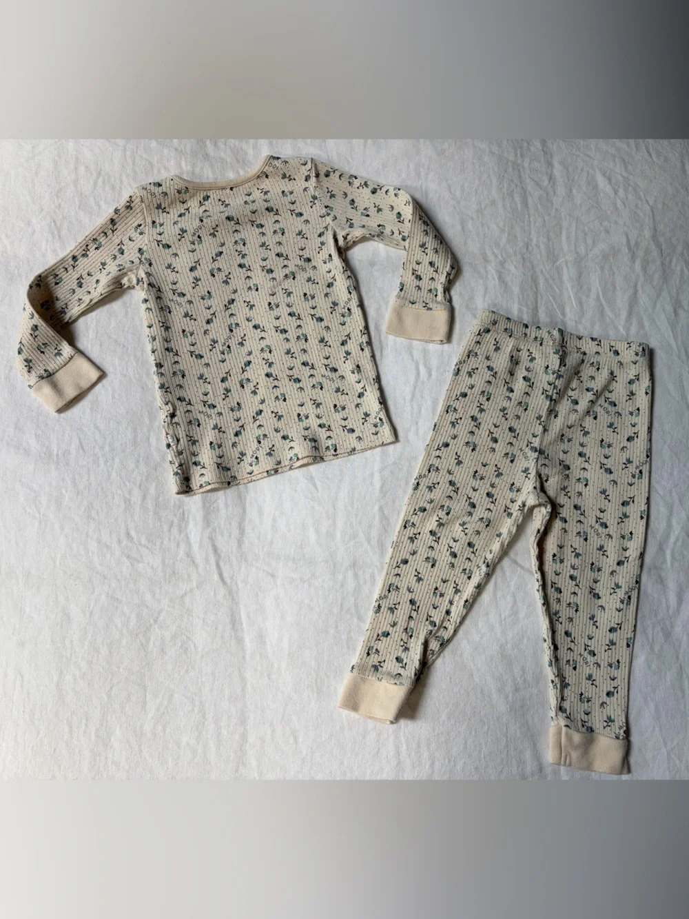 EUC Mori Baby Floral Ribbed Pajama Set
